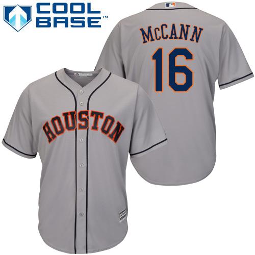 Astros #16 Brian McCann Grey Cool Base Stitched Youth MLB Jersey - Click Image to Close